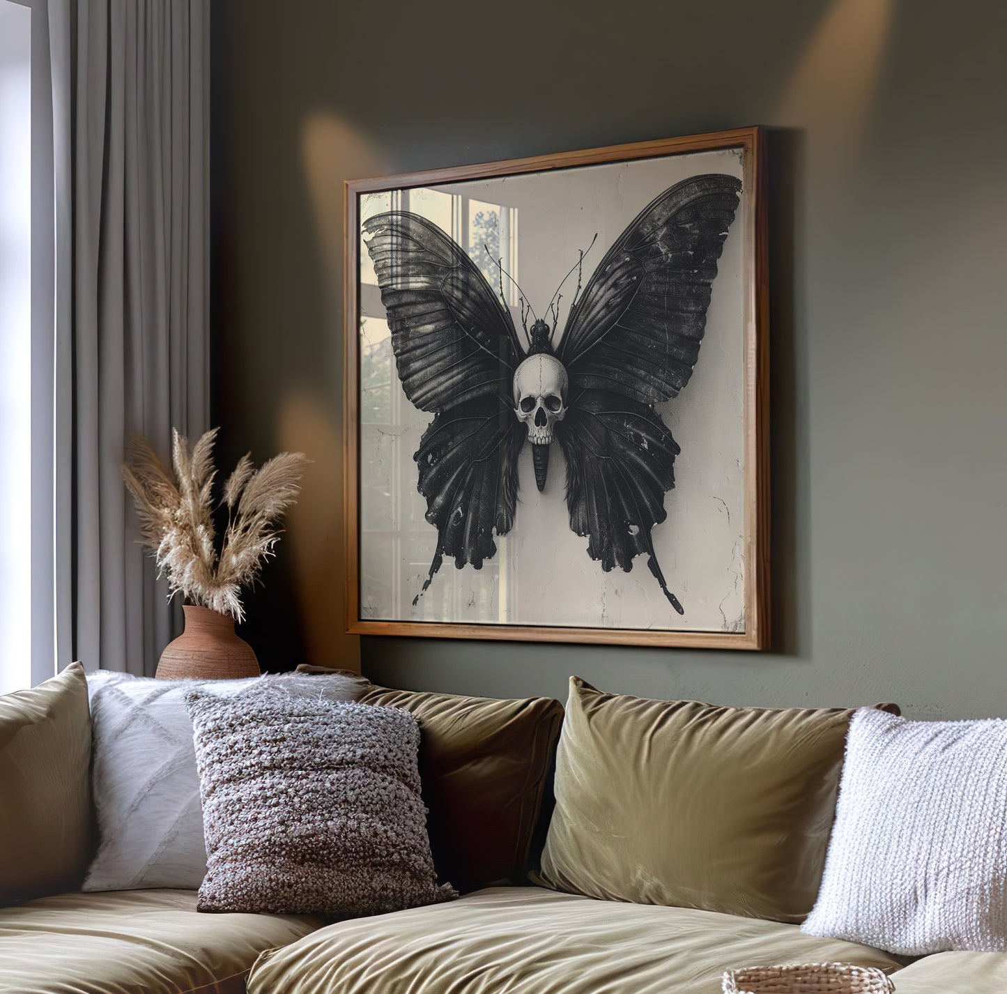 Skull Butterfly Print - Gothic Macabre Wall Art - Dark Academia Poster