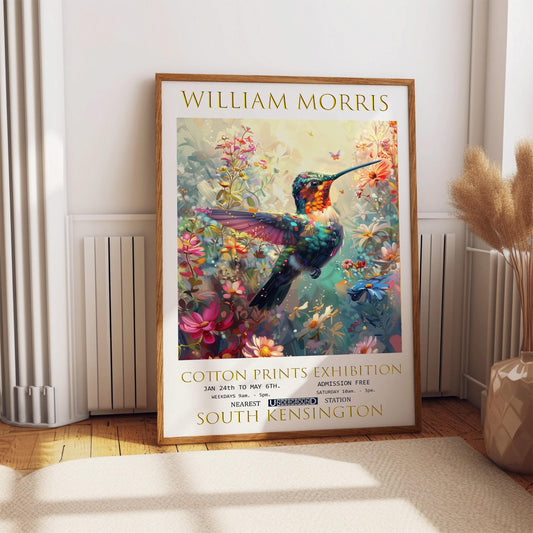 Vintage Hummingbird Print – Botanical Wall Art | William Morris Floral Decor