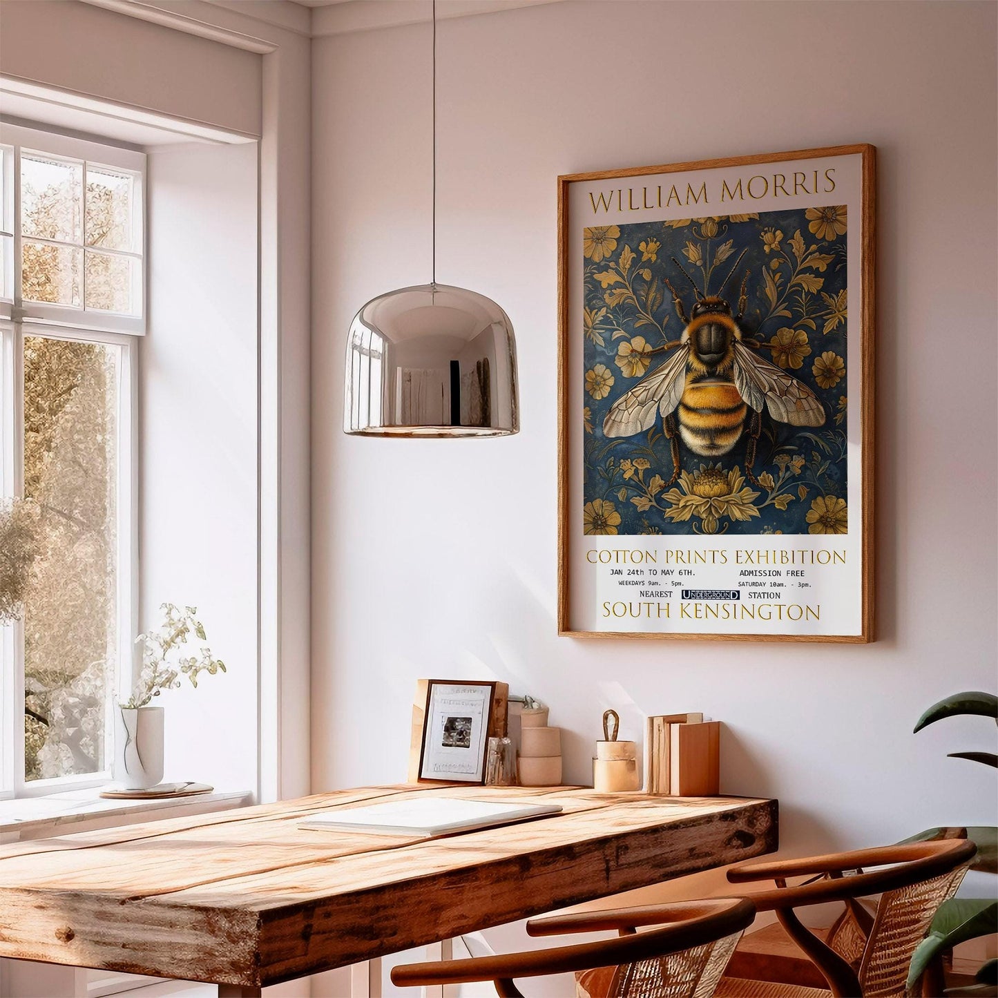Print, William Morris Bee Vintage Botanical Wall Art, Unframed