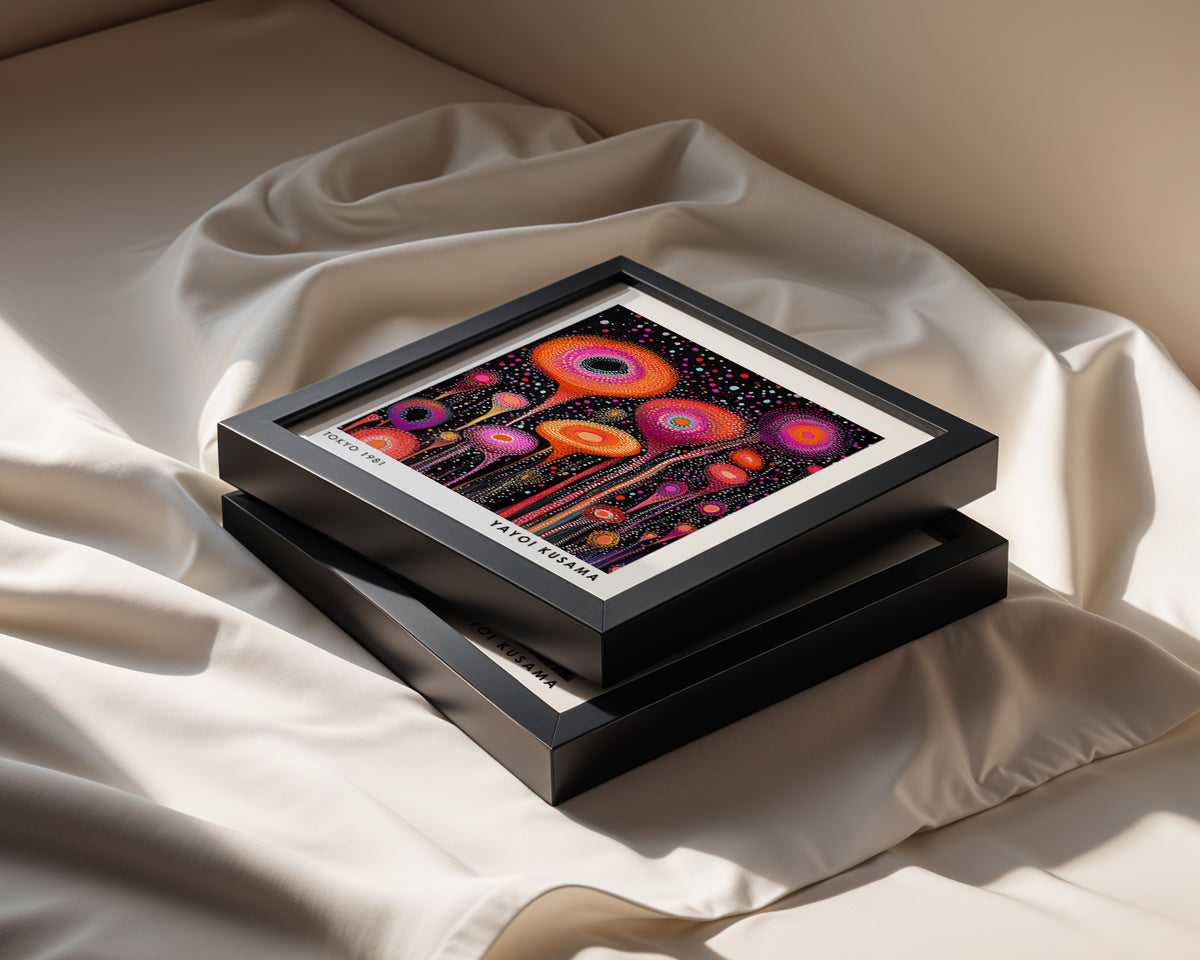 Yayoi Kusama Inspired Neon Abstract Flower Print | Psychedelic Polka Dot Wall Art