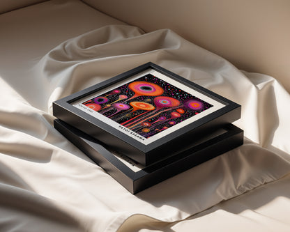 Yayoi Kusama Inspired Neon Abstract Flower Print | Psychedelic Polka Dot Wall Art