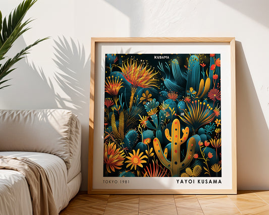 Yayoi Kusama Inspired Cactus Garden Print | Colourful Desert Botanical Wall Art
