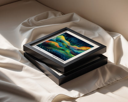 Yayoi Kusama Inspired Rainbow Hills Print | Colourful Night Landscape Wall Art