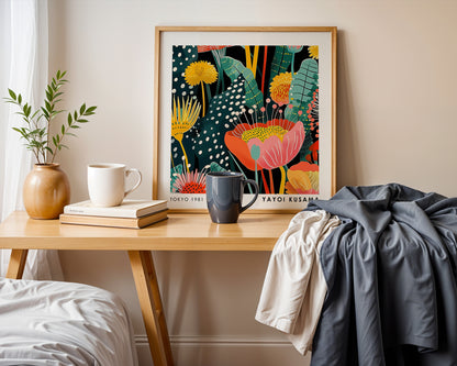 Yayoi Kusama Inspired Tropical Flower Print | Retro Japanese Botanical Wall Art