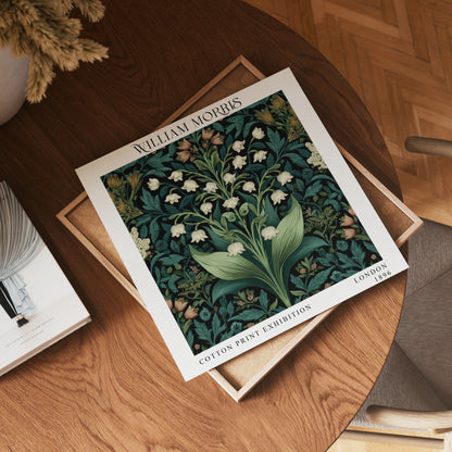 William Morris Style Lily of the Valley Print – Green Botanical Square Wall Art