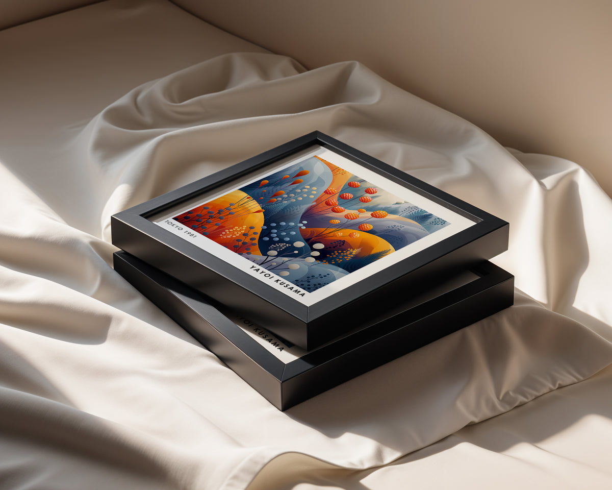 Yayoi Kusama Inspired Orange Seed Pod Print | Abstract Japanese Botanical Wall Art