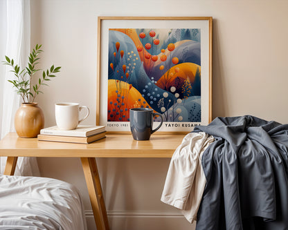 Yayoi Kusama Inspired Orange Seed Pod Print | Abstract Japanese Botanical Wall Art