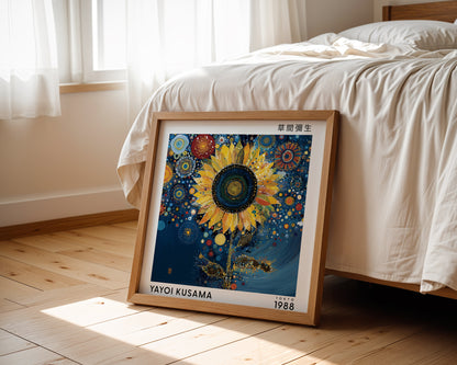 Yayoi Kusama Inspired Sunflower Print | Japanese Polka Dot Wall Art