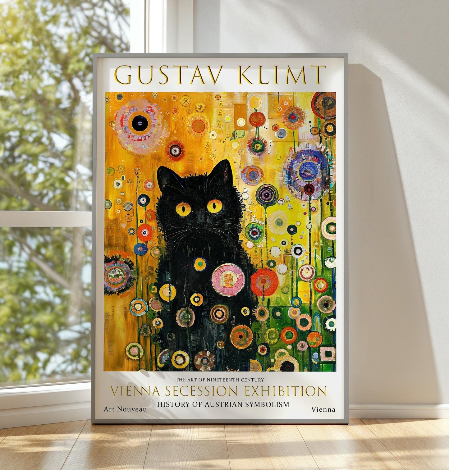Gustav Klimt Art Print – Black Cat Vintage Art Nouveau Poster on Premium Paper