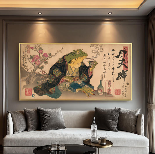 Frog Panoramic Print – Japanese Wall Art – Japanese Woodblock Wall Décor