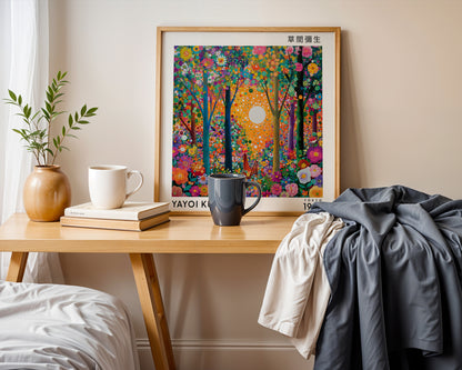 Yayoi Kusama Inspired Colourful Floral Forest Print | Japanese Wall Art