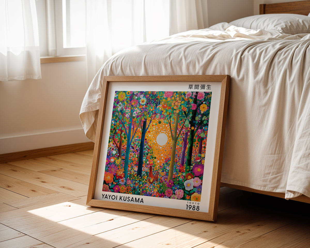Yayoi Kusama Inspired Colourful Floral Forest Print | Japanese Wall Art