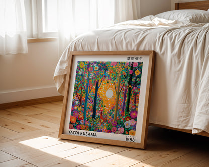 Yayoi Kusama Inspired Colourful Floral Forest Print | Japanese Wall Art