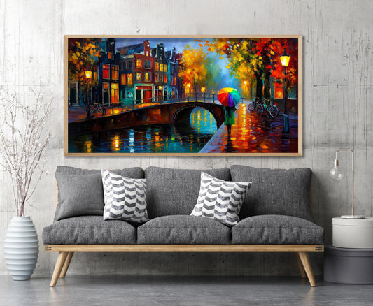 Amsterdam Canal Cityscape Panoramic Print