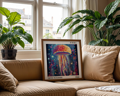 Yayoi Kusama Inspired Jellyfish Print | Colourful Japanese Ocean Wall Art