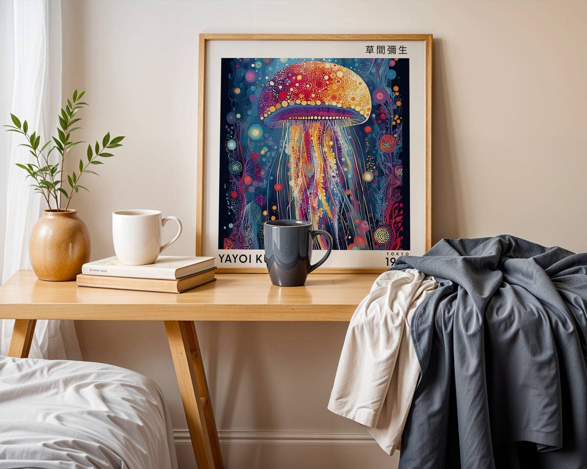 Yayoi Kusama Inspired Jellyfish Print | Colourful Japanese Ocean Wall Art