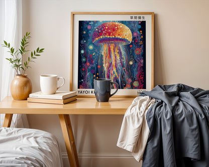 Yayoi Kusama Inspired Jellyfish Print | Colourful Japanese Ocean Wall Art