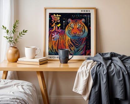 Yayoi Kusama Inspired Tiger Print | Colourful Japanese Animal Wall Art