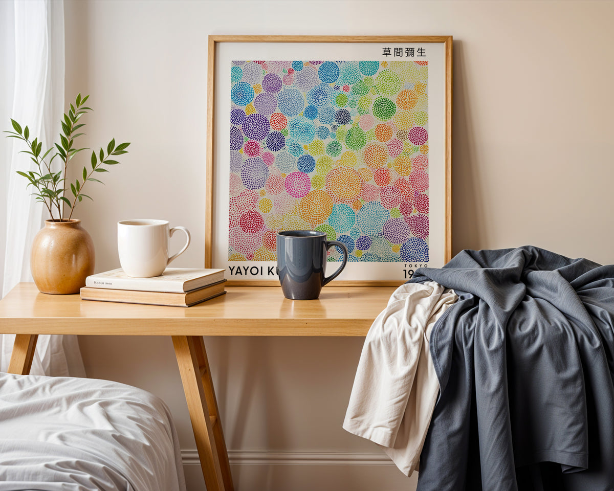 Yayoi Kusama Inspired Colourful Polka Dot Print | Japanese Abstract Wall Art