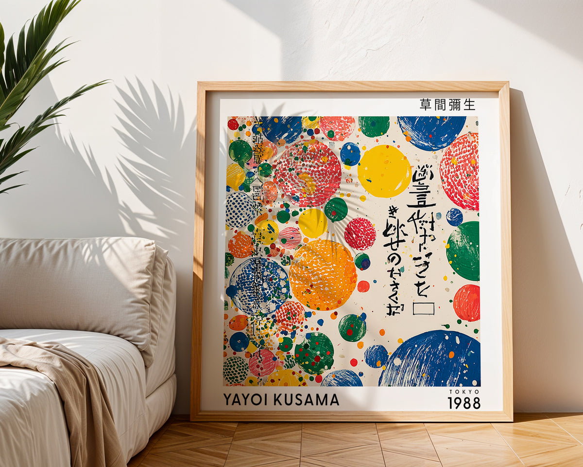 Yayoi Kusama Inspired Colourful Circle Print | Japanese Abstract Wall Art