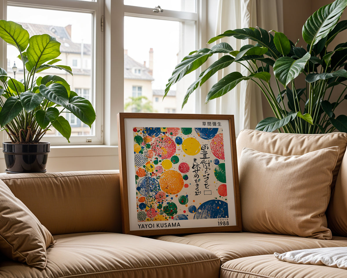 Yayoi Kusama Inspired Colourful Circle Print | Japanese Abstract Wall Art