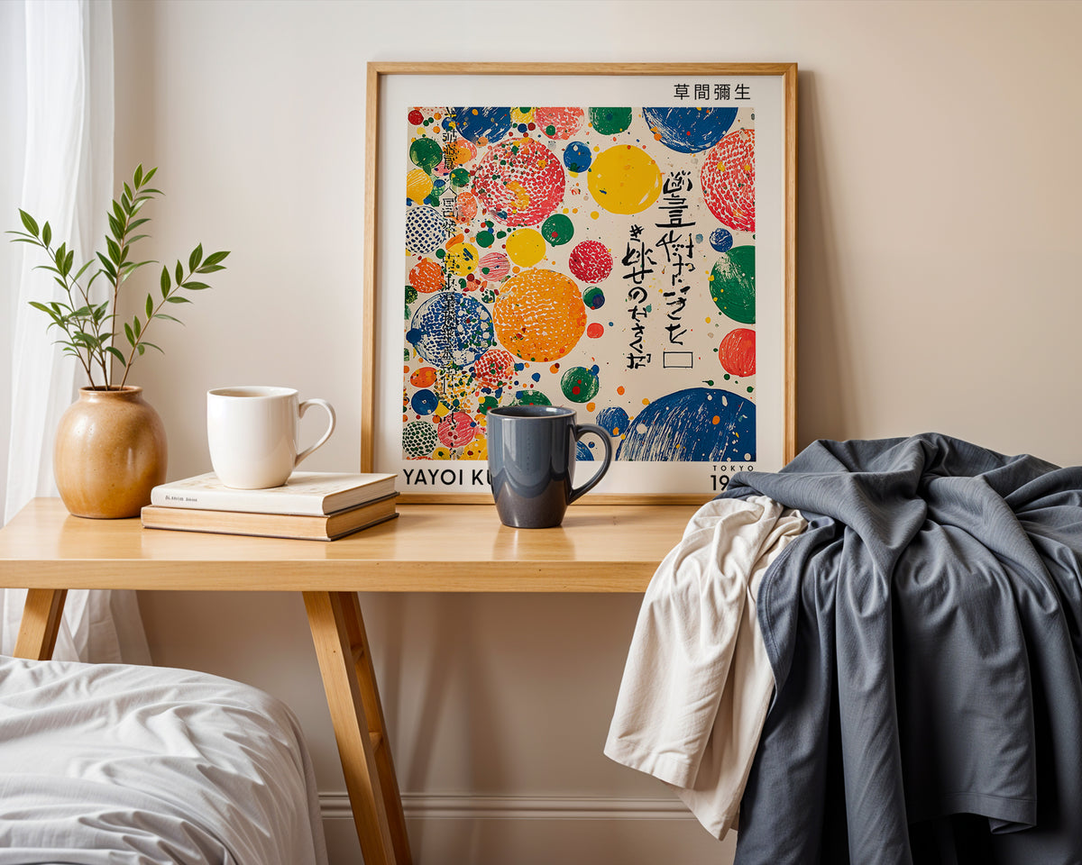 Yayoi Kusama Inspired Colourful Circle Print | Japanese Abstract Wall Art