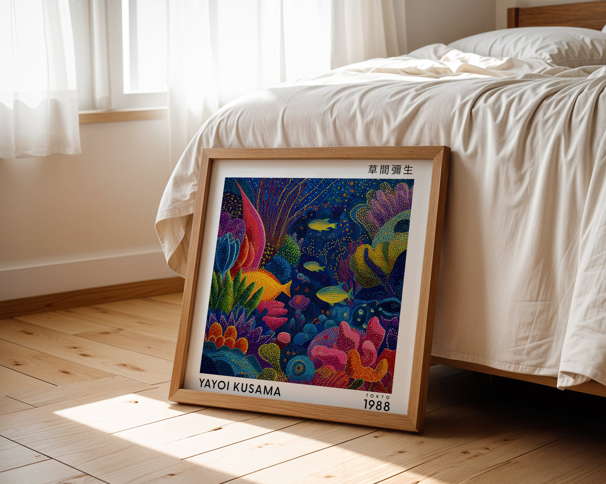 Yayoi Kusama Inspired Tropical Coral Reef Print | Colourful Japanese Ocean Wall Art