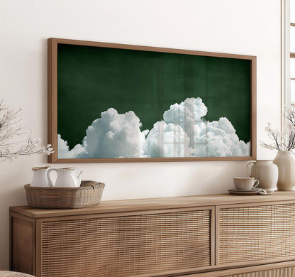 Forest Green Cloudscape Art Print: Moody Sky Panoramic Wall Art