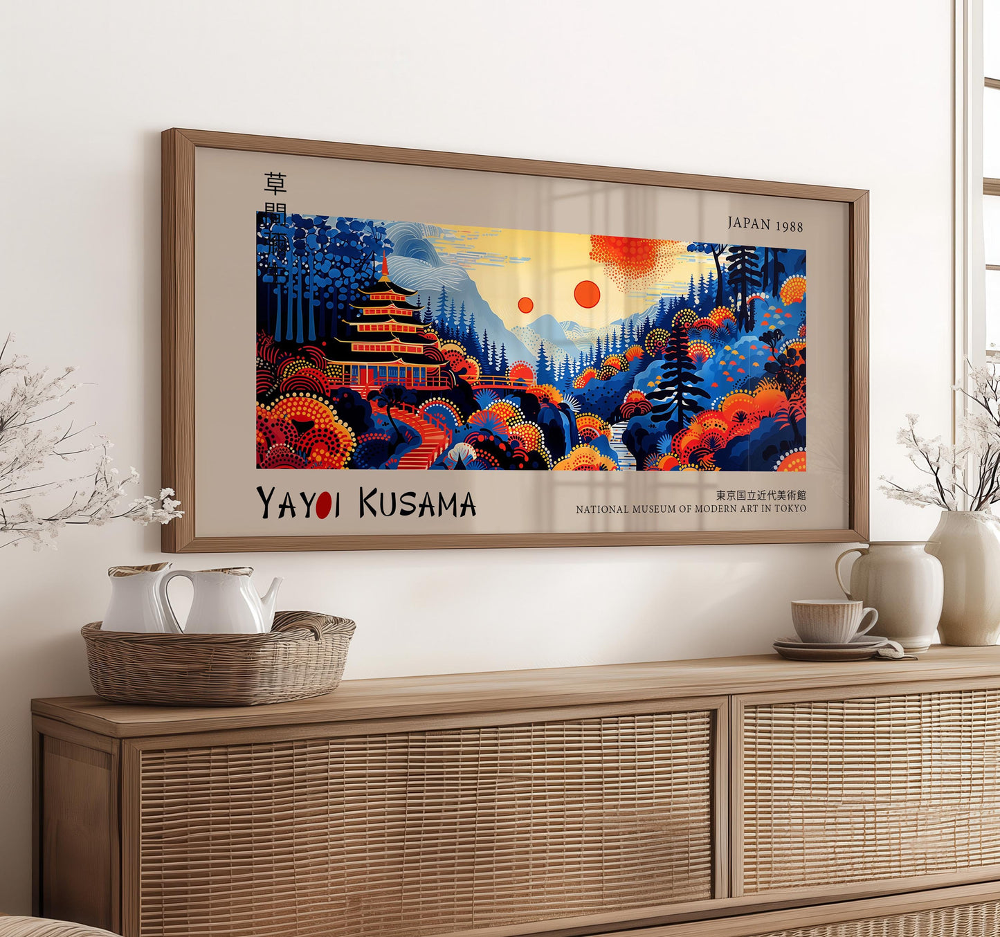 Yayoi Kusama Japanese Pagoda Print: Vibrant Panoramic Wall Art