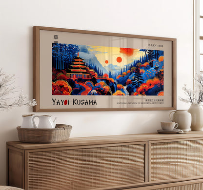 Yayoi Kusama Japanese Pagoda Print: Vibrant Panoramic Wall Art