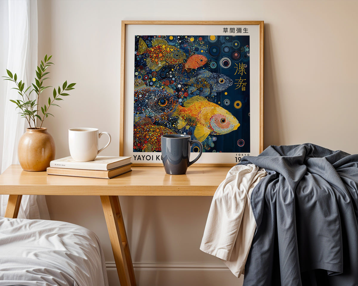 Yayoi Kusama Inspired School of Fish Print | Japanese Ocean Polka Dot Wall Art