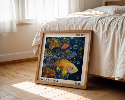 Yayoi Kusama Inspired School of Fish Print | Japanese Ocean Polka Dot Wall Art