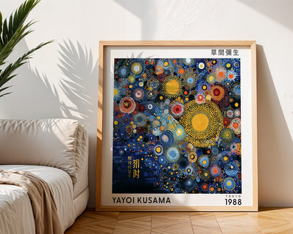 Yayoi Kusama Inspired Cosmic Circle Print | Japanese Abstract Polka Dot Wall Art