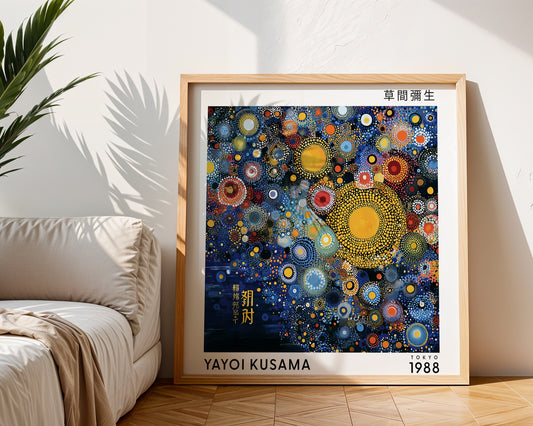 Yayoi Kusama Inspired Cosmic Circle Print | Japanese Abstract Polka Dot Wall Art