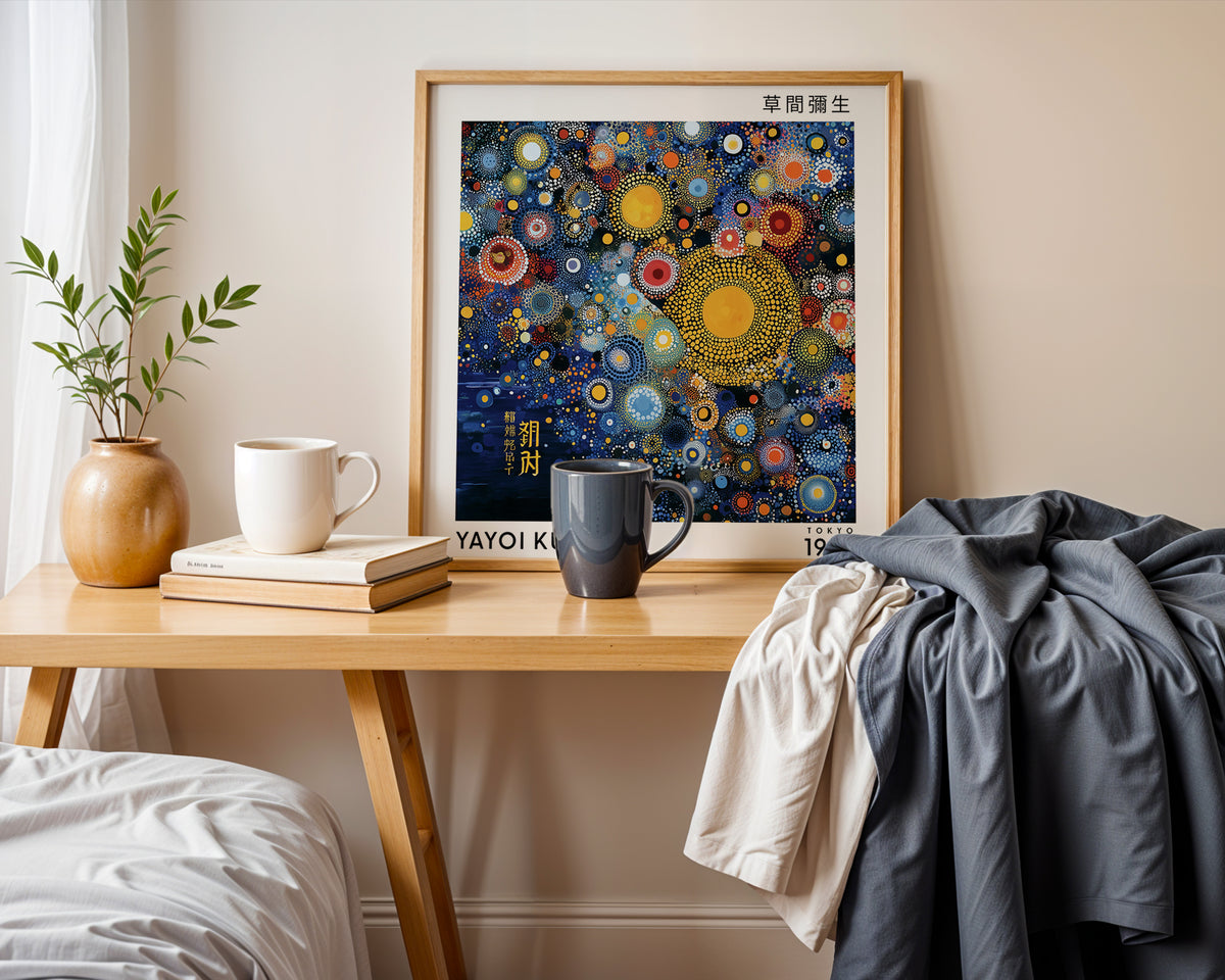 Yayoi Kusama Inspired Cosmic Circle Print | Japanese Abstract Polka Dot Wall Art