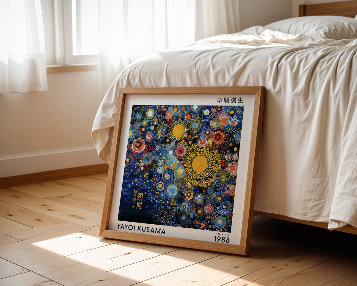 Yayoi Kusama Inspired Cosmic Circle Print | Japanese Abstract Polka Dot Wall Art
