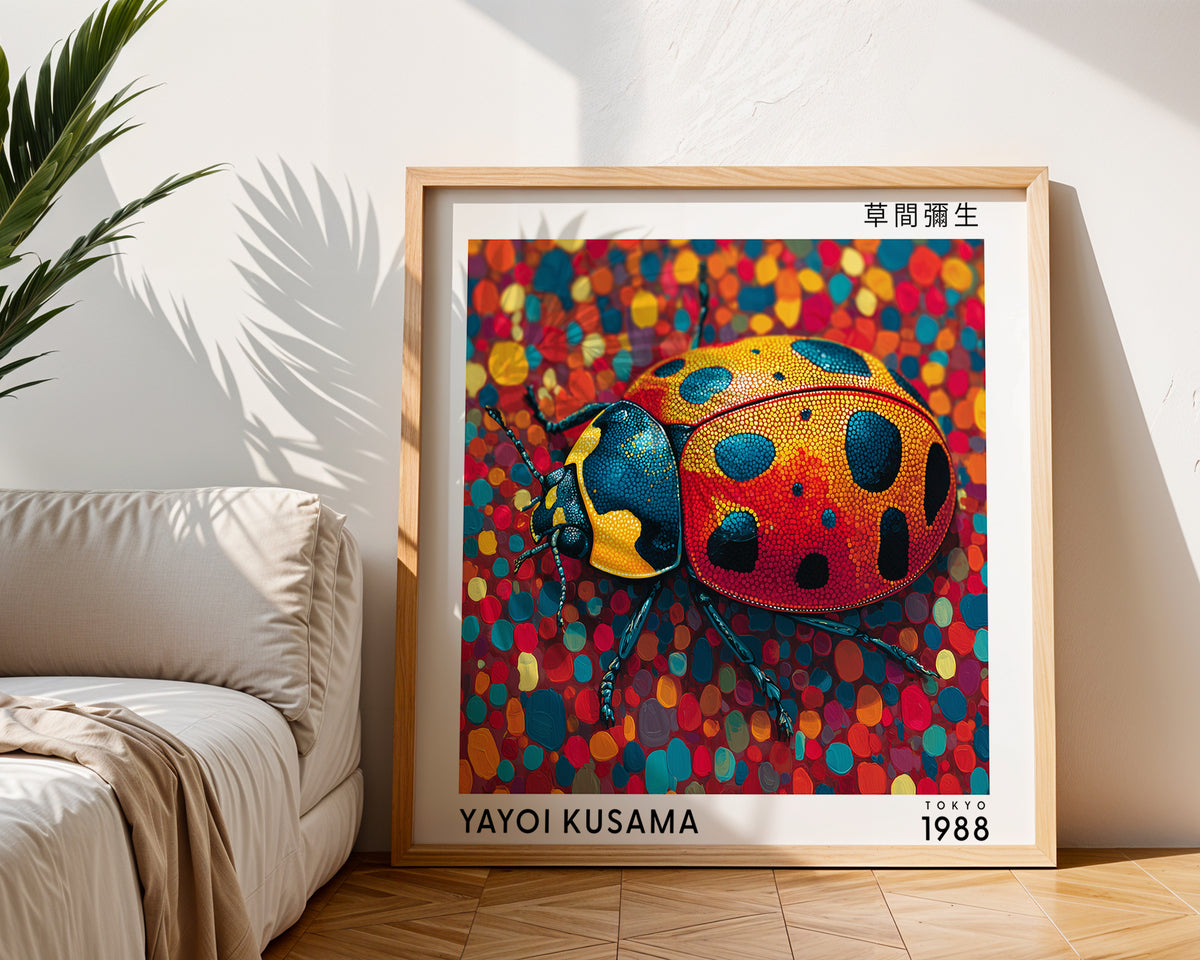 Yayoi Kusama Inspired Colourful Ladybird Print | Japanese Polka Dot Wall Art