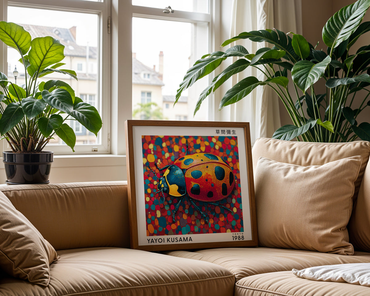 Yayoi Kusama Inspired Colourful Ladybird Print | Japanese Polka Dot Wall Art