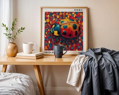 Yayoi Kusama Inspired Colourful Ladybird Print | Japanese Polka Dot Wall Art