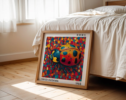 Yayoi Kusama Inspired Colourful Ladybird Print | Japanese Polka Dot Wall Art