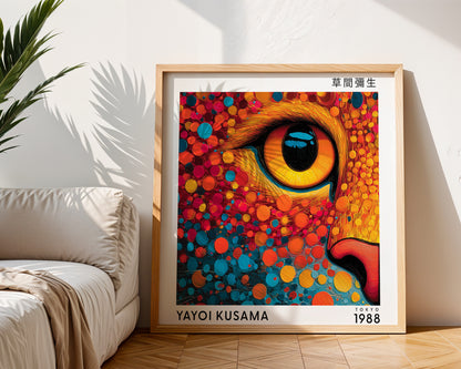 Yayoi Kusama Inspired Colourful Feline Eye Print | Japanese Polka Dot Wall Art