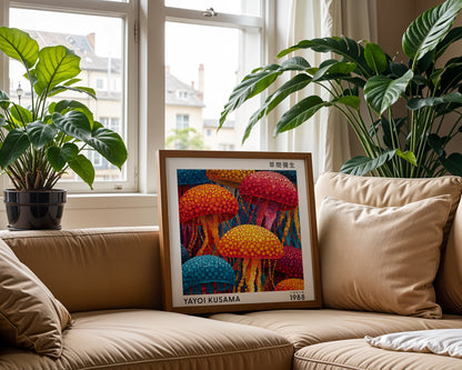 Yayoi Kusama Inspired Colourful Jellyfish Print | Japanese Polka Dot Ocean Wall Art