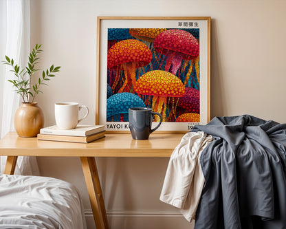 Yayoi Kusama Inspired Colourful Jellyfish Print | Japanese Polka Dot Ocean Wall Art