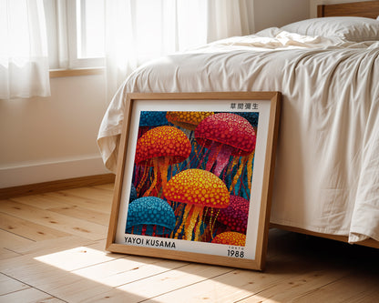 Yayoi Kusama Inspired Colourful Jellyfish Print | Japanese Polka Dot Ocean Wall Art