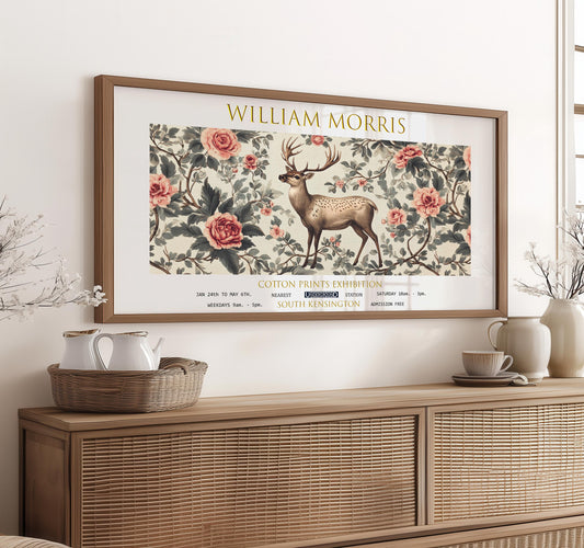 William Morris Stag Print: Vintage Floral Panoramic Wall Art