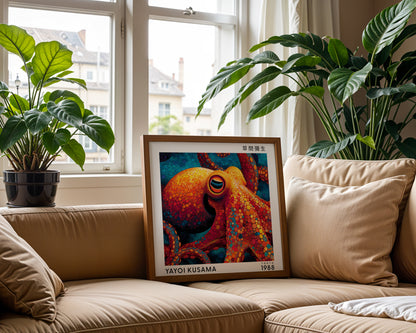 Yayoi Kusama Inspired Colourful Octopus Print | Japanese Polka Dot Ocean Wall Art