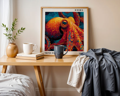 Yayoi Kusama Inspired Colourful Octopus Print | Japanese Polka Dot Ocean Wall Art