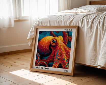 Yayoi Kusama Inspired Colourful Octopus Print | Japanese Polka Dot Ocean Wall Art