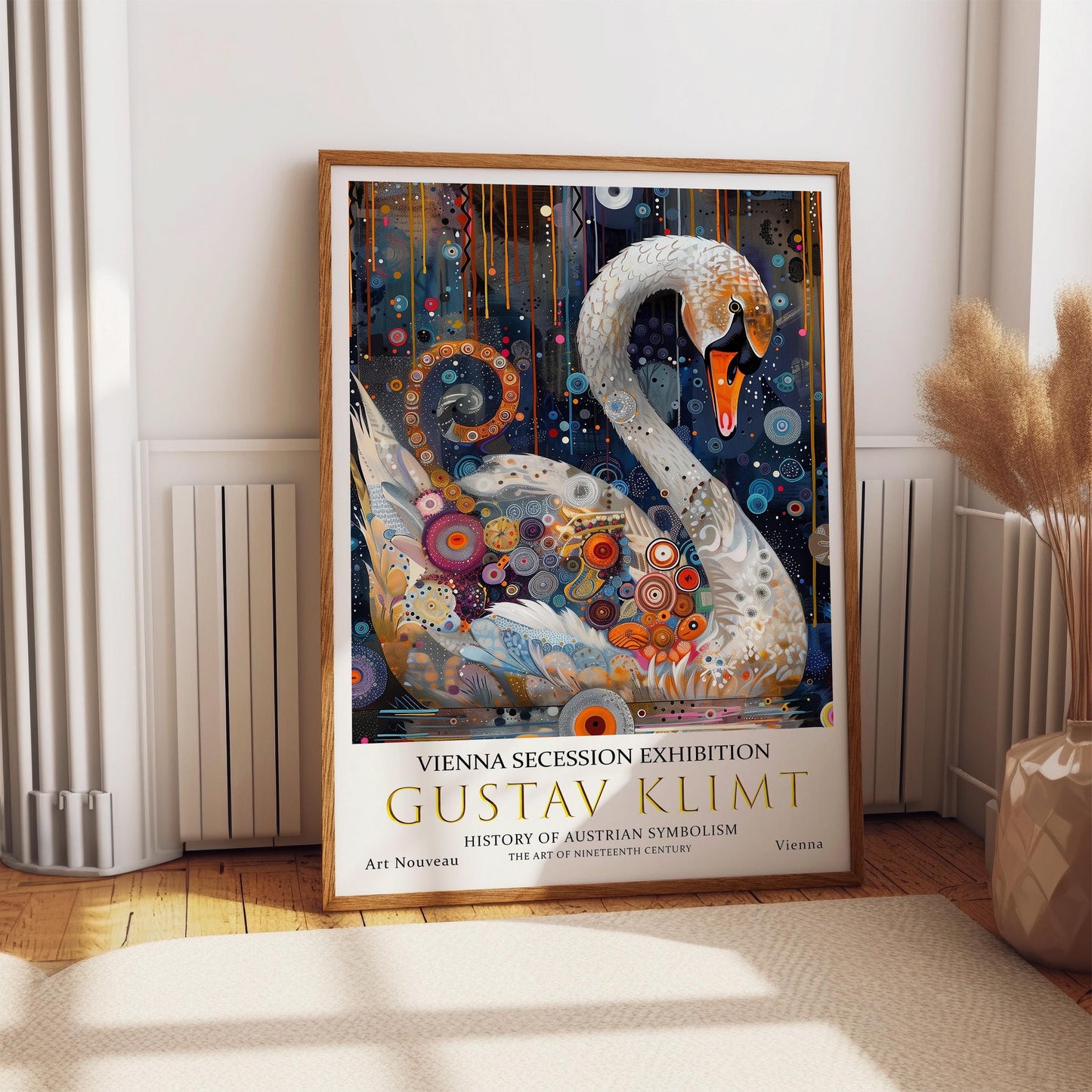 Gustav Klimt Print - Vintage Art Nouveau Poster | Gold Leaf Swan Artwork