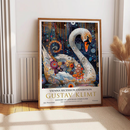 Gustav Klimt Print - Vintage Art Nouveau Poster | Gold Leaf Swan Artwork